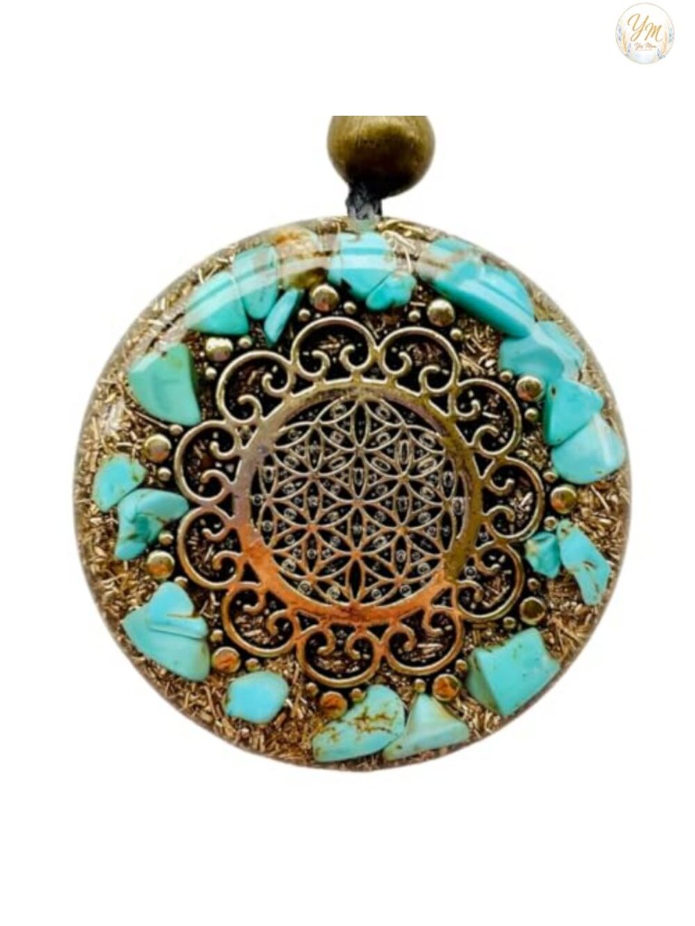 Flower of Life Orgone Necklace Healing Crystals Turquoise Rose Quartz
